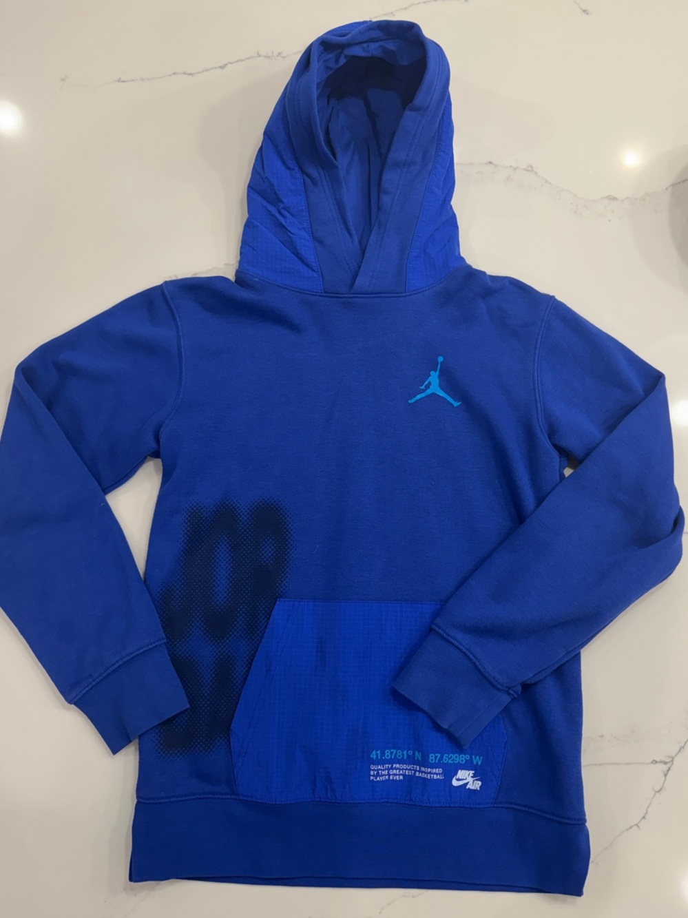 Jordan Boys Royal Blue Pullover Hoodie with Teal Jumpman
